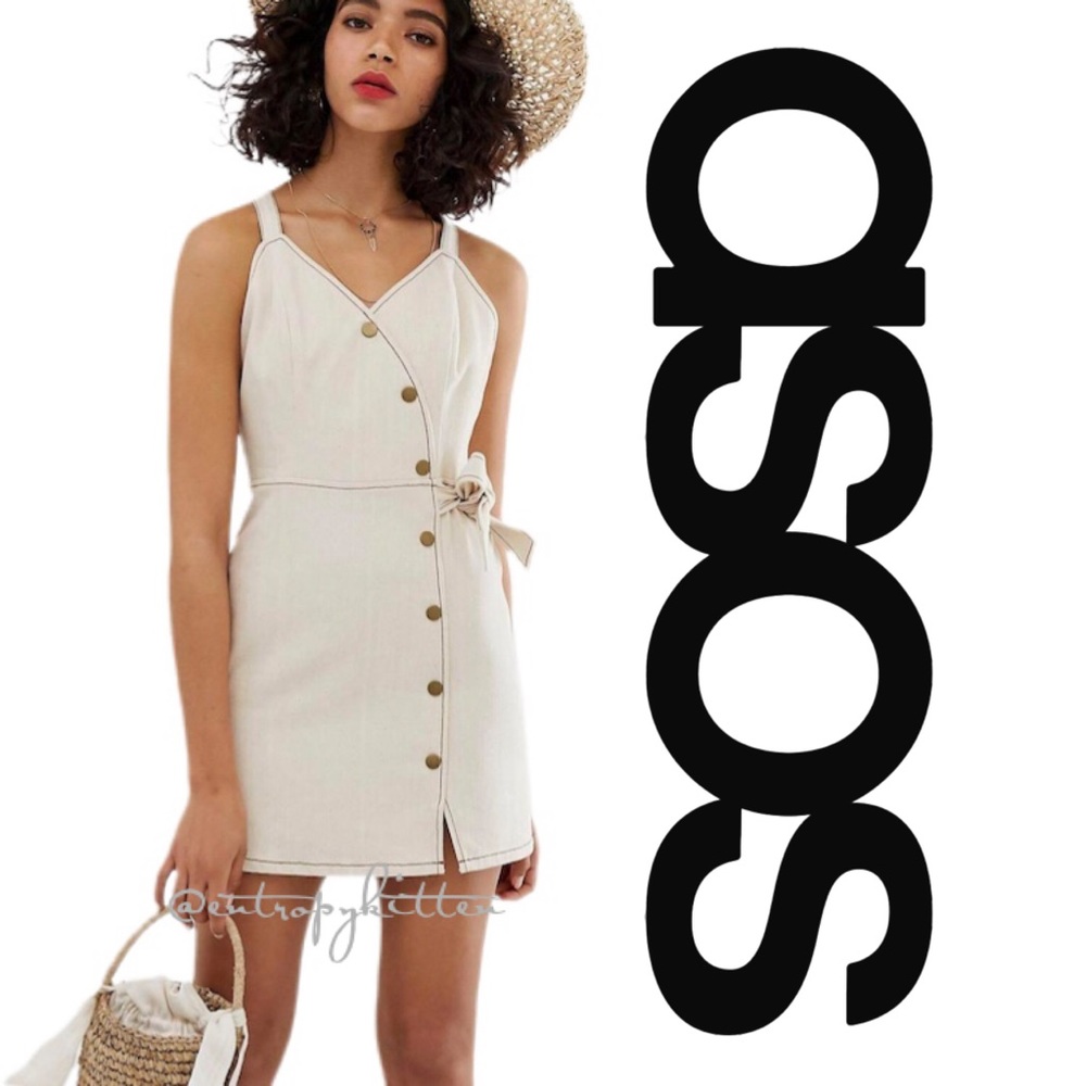 NWT ASOS Cami Denim Button Detail Mini Dress